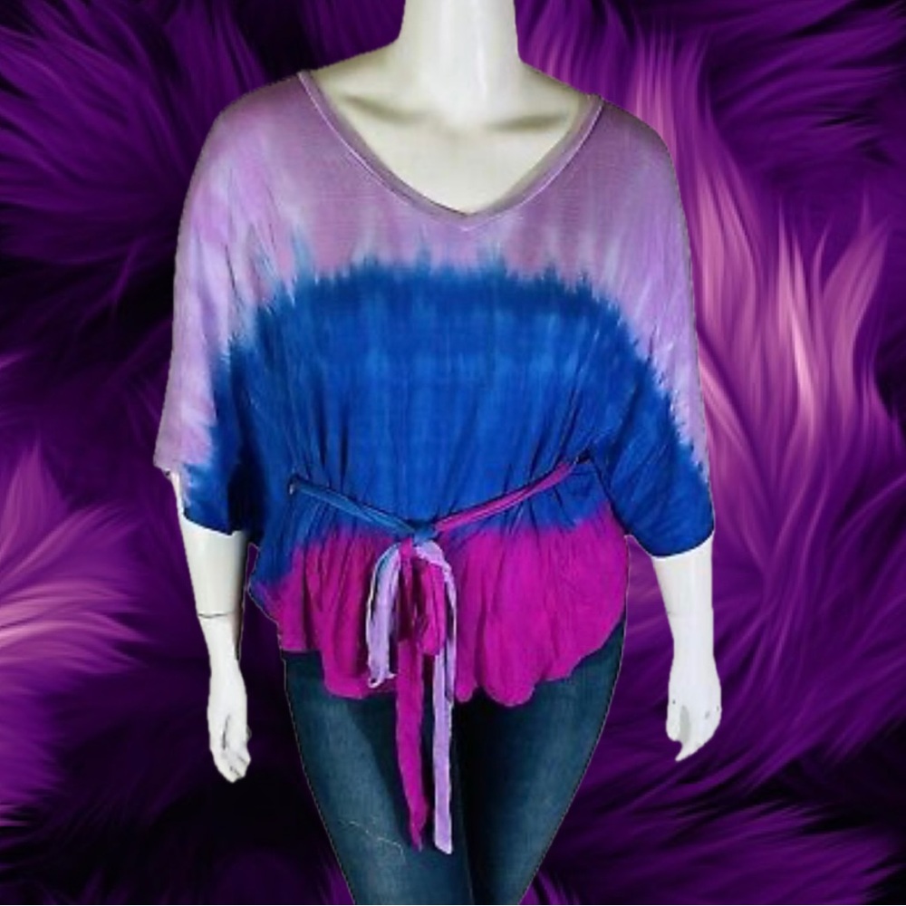 Lane Bryant Vibrant Purple and Blue Tie-Dye Top